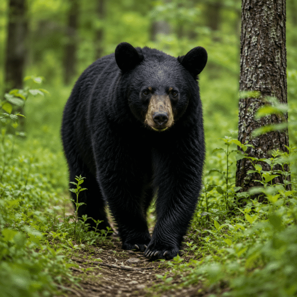 black bear walking in the forest